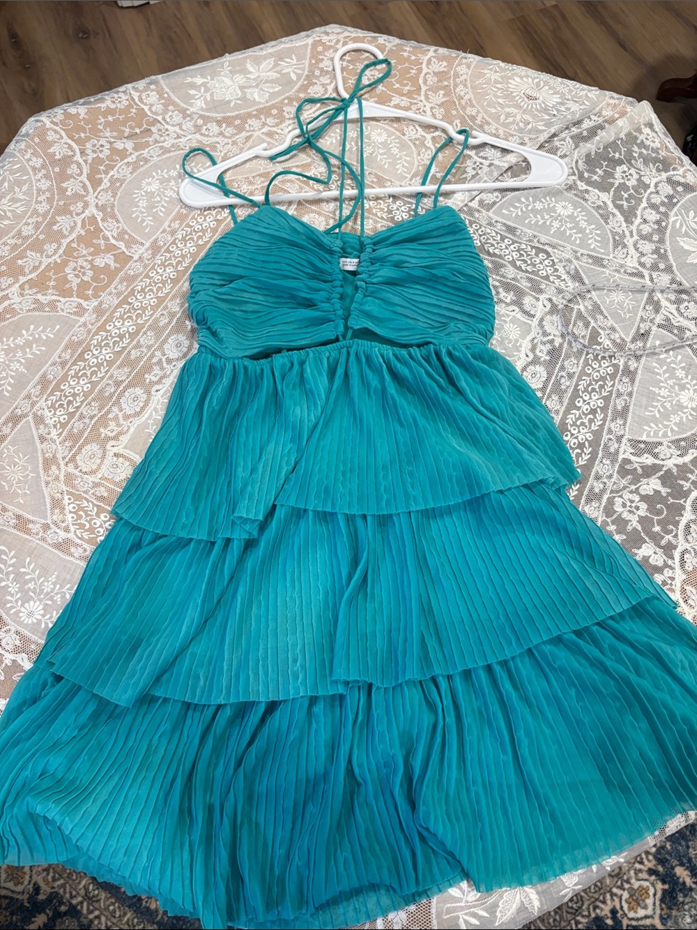 Zara Teal Tiered Mini Dress